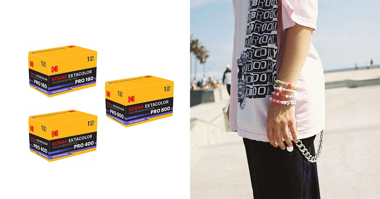 Kodak Ektacolor Pro 160, 400, and 800 film family packaging