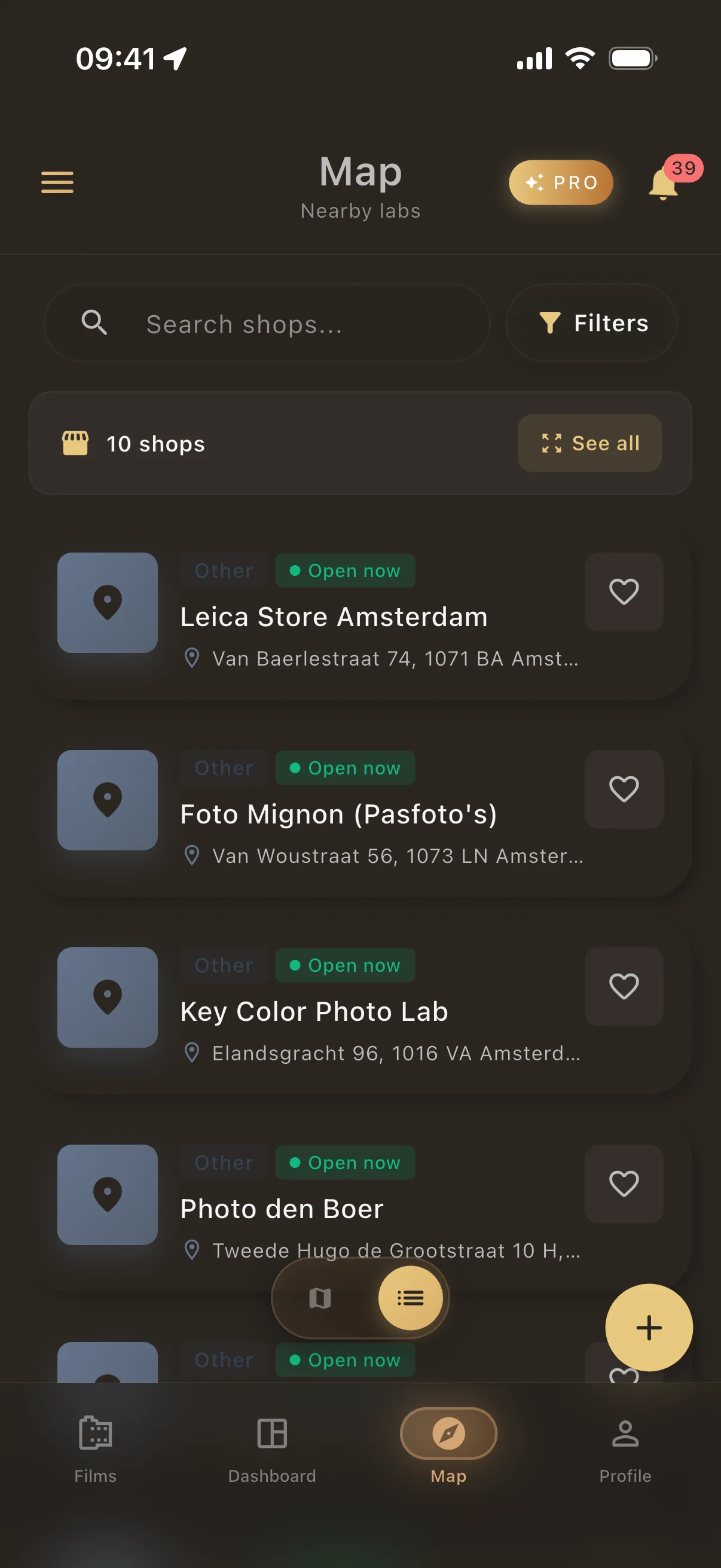 Rollify photo lab list - Browse and discover film development labs with details and services
